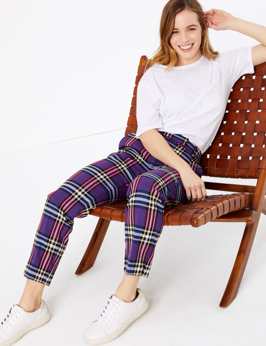Petite checked trousers top