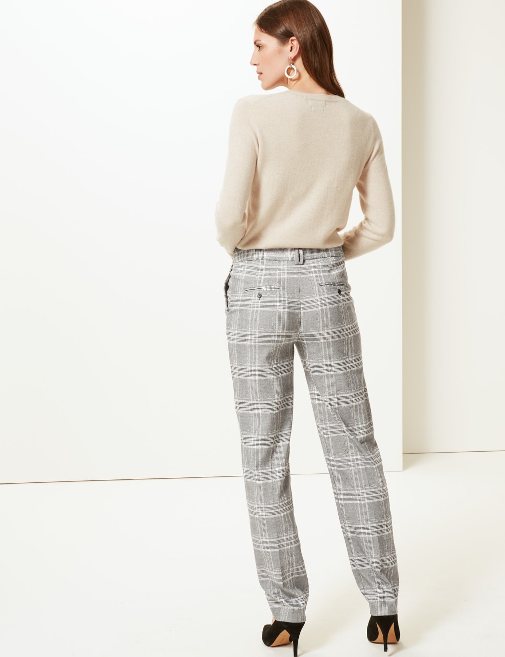 Straight leg check trousers hot sale