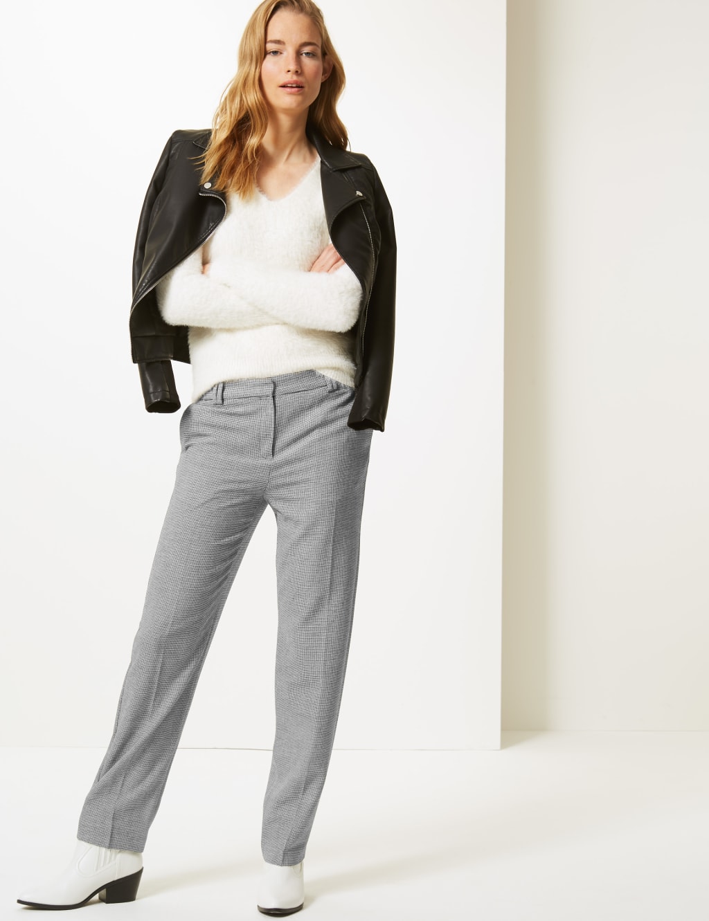 Relaxed Straight Leg Checked Trousers 1 of 7