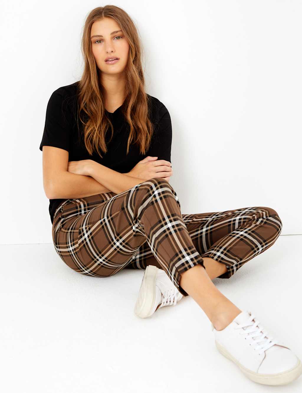 Mia Checked Slim Ankle Grazer Trousers 1 of 5