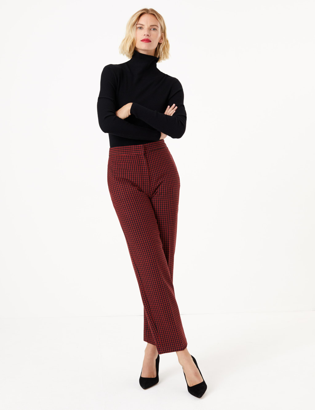 Dogtooth Straight Leg 7/8th Trousers 1 of 5