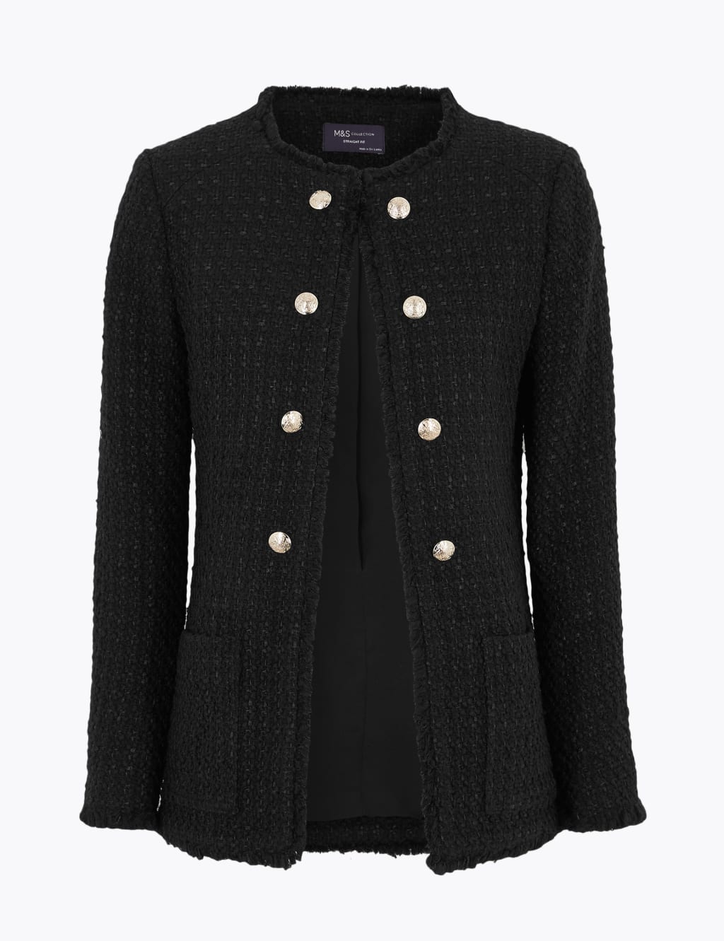 Tweed Straight Longline Blazer with Wool M S Collection M S