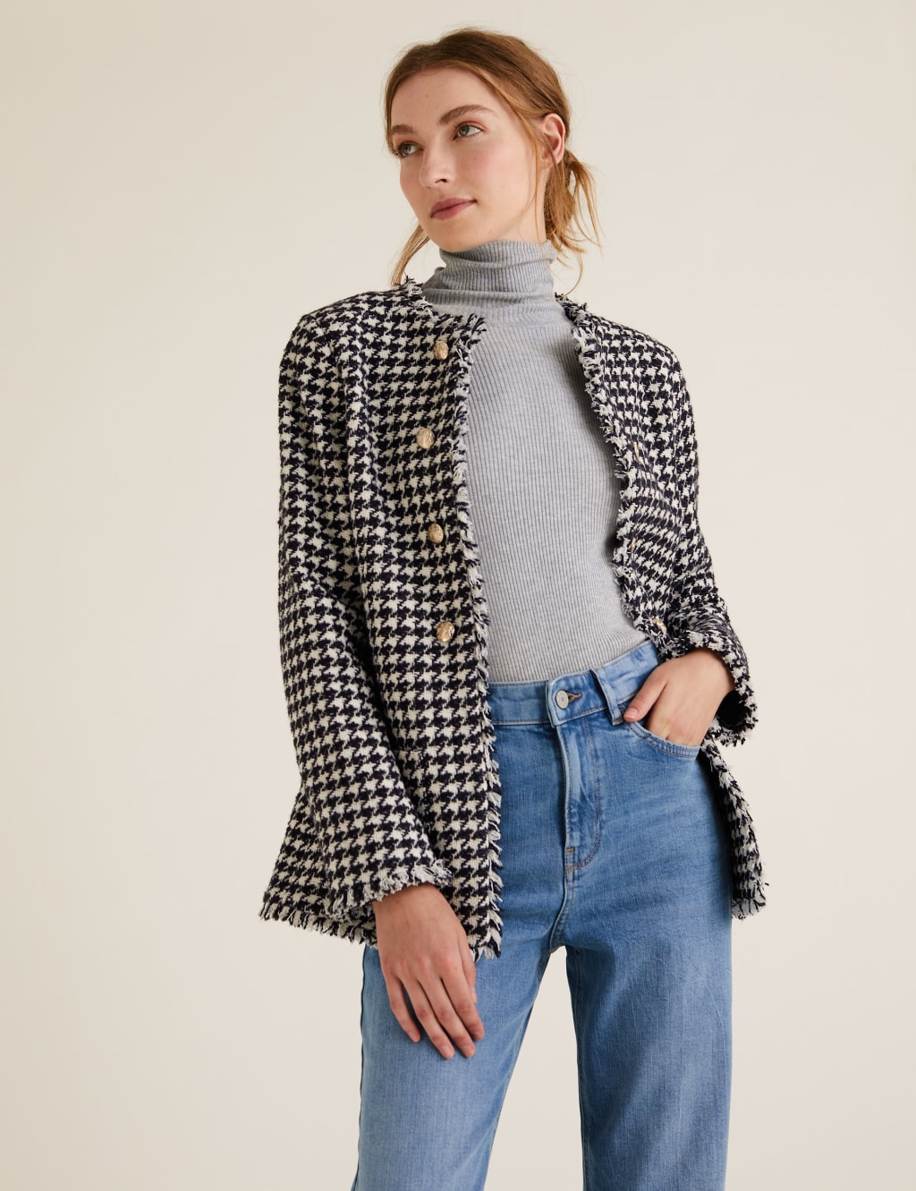 Dogtooth tweed blazer new arrivals