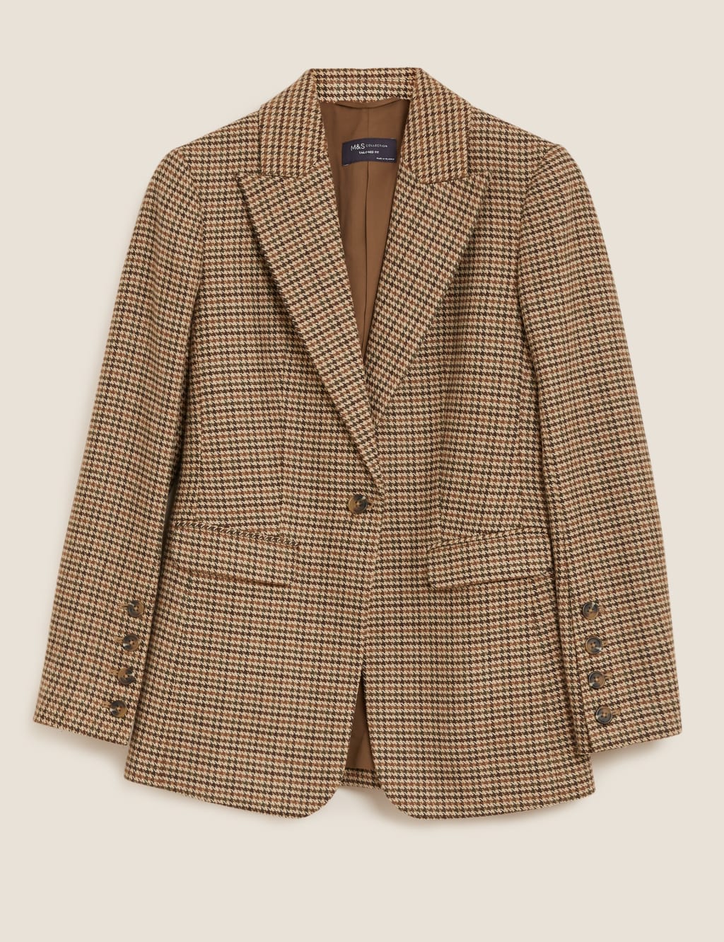 Wool Tailored Dogtooth Blazer 2 of 5