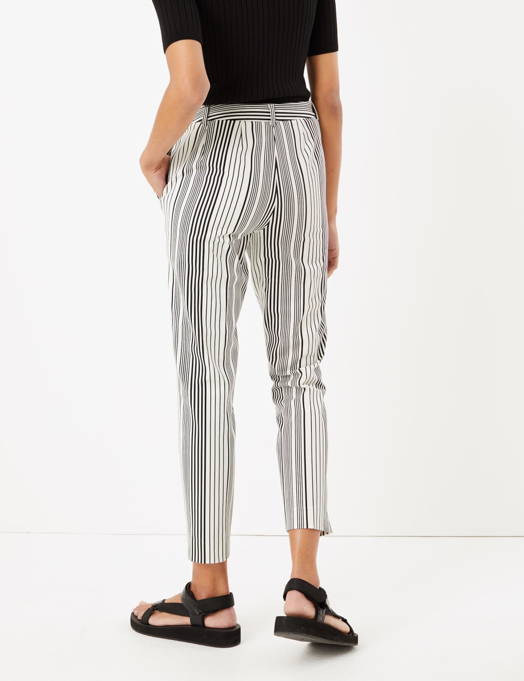 Mia Slim Cotton Striped Trousers 3 of 5