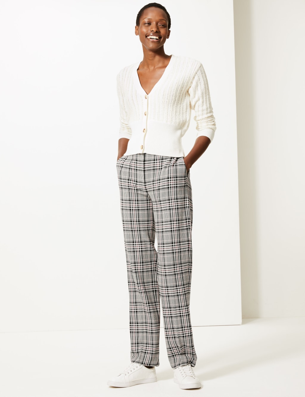 M&s check trousers clearance
