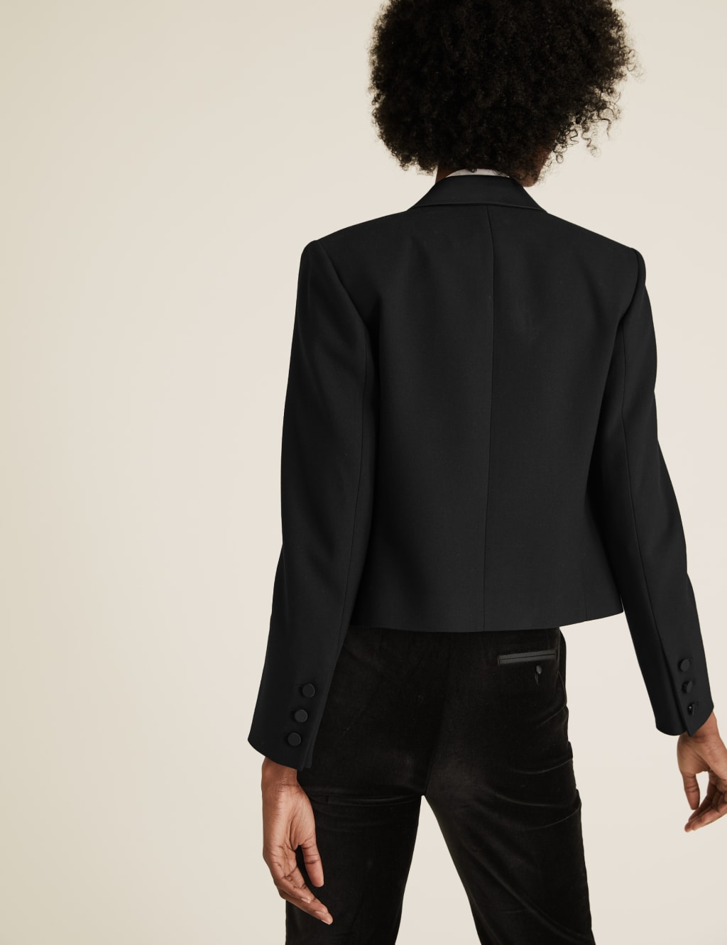 Double Breasted Cropped Tuxedo Jacket 4 of 4