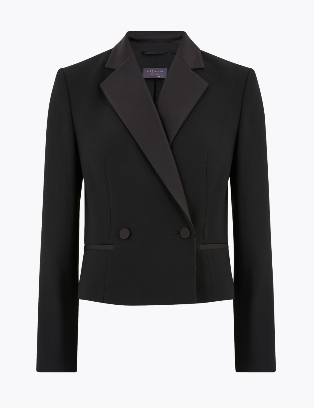 Double Breasted Cropped Tuxedo Jacket 2 of 4