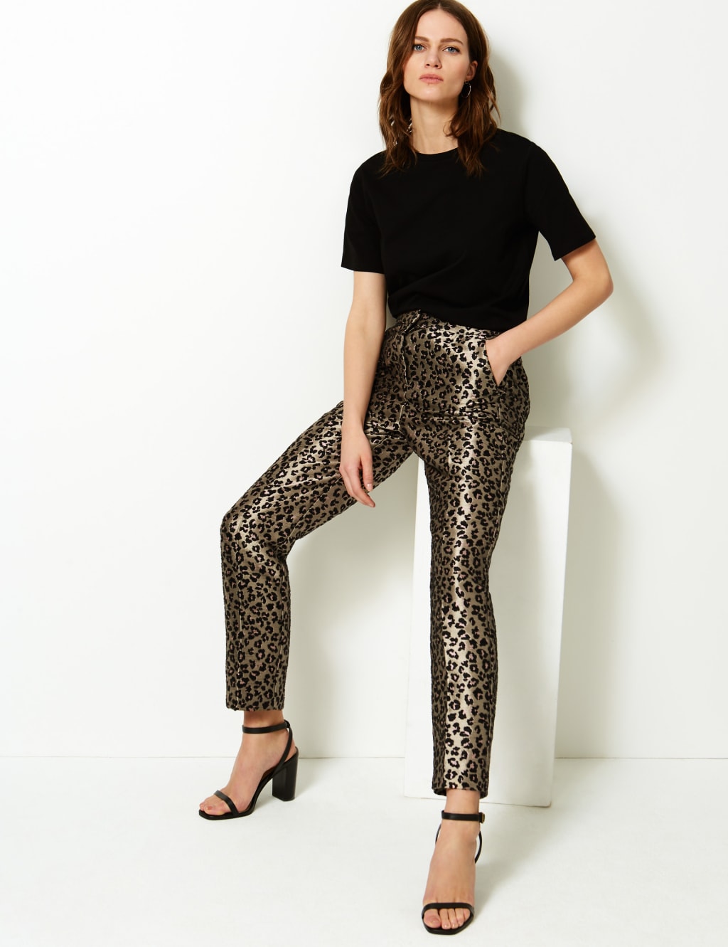 Animal Print Straight Ankle Grazer Trousers 1 of 5