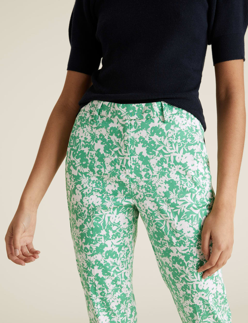 Cotton Slim Fit Floral 7/8 Trousers 3 of 6