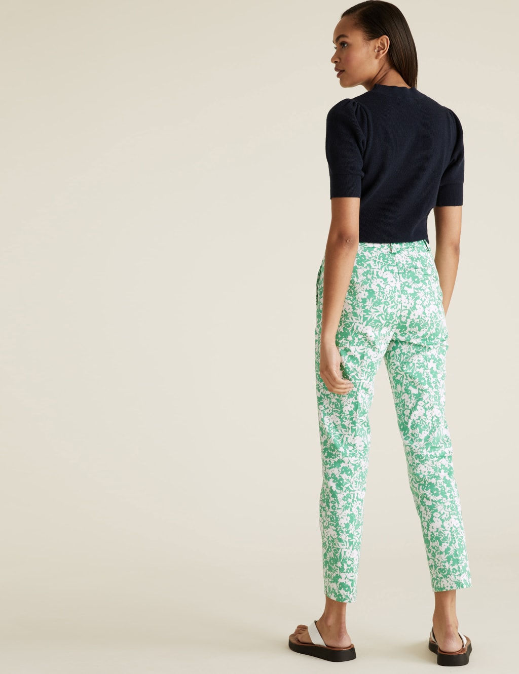 Cotton Slim Fit Floral 7/8 Trousers 4 of 6