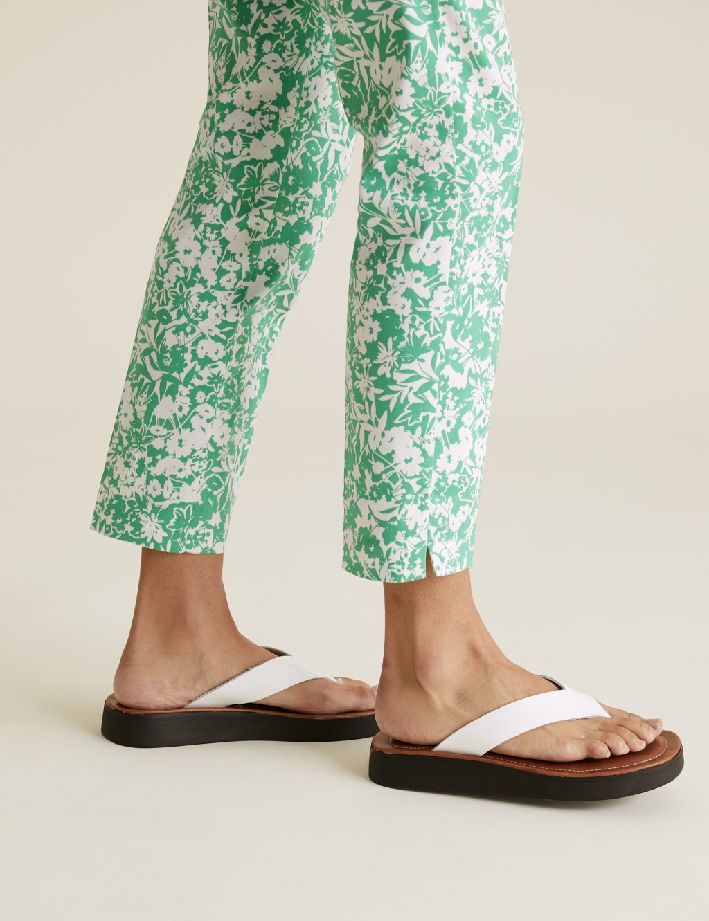 Cotton Slim Fit Floral 7/8 Trousers 6 of 6