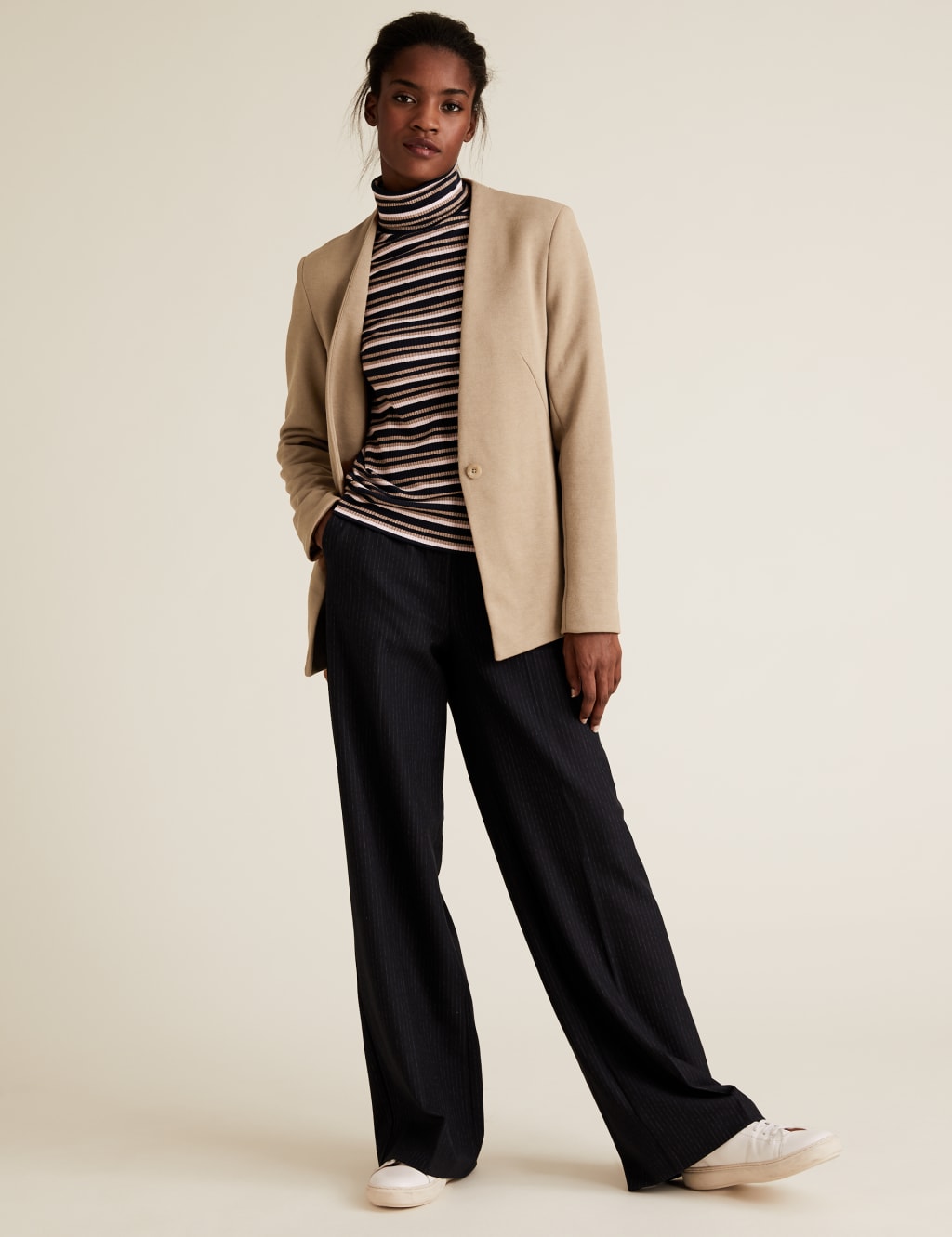 Jersey Slim Textured Belted Blazer 1 of 5