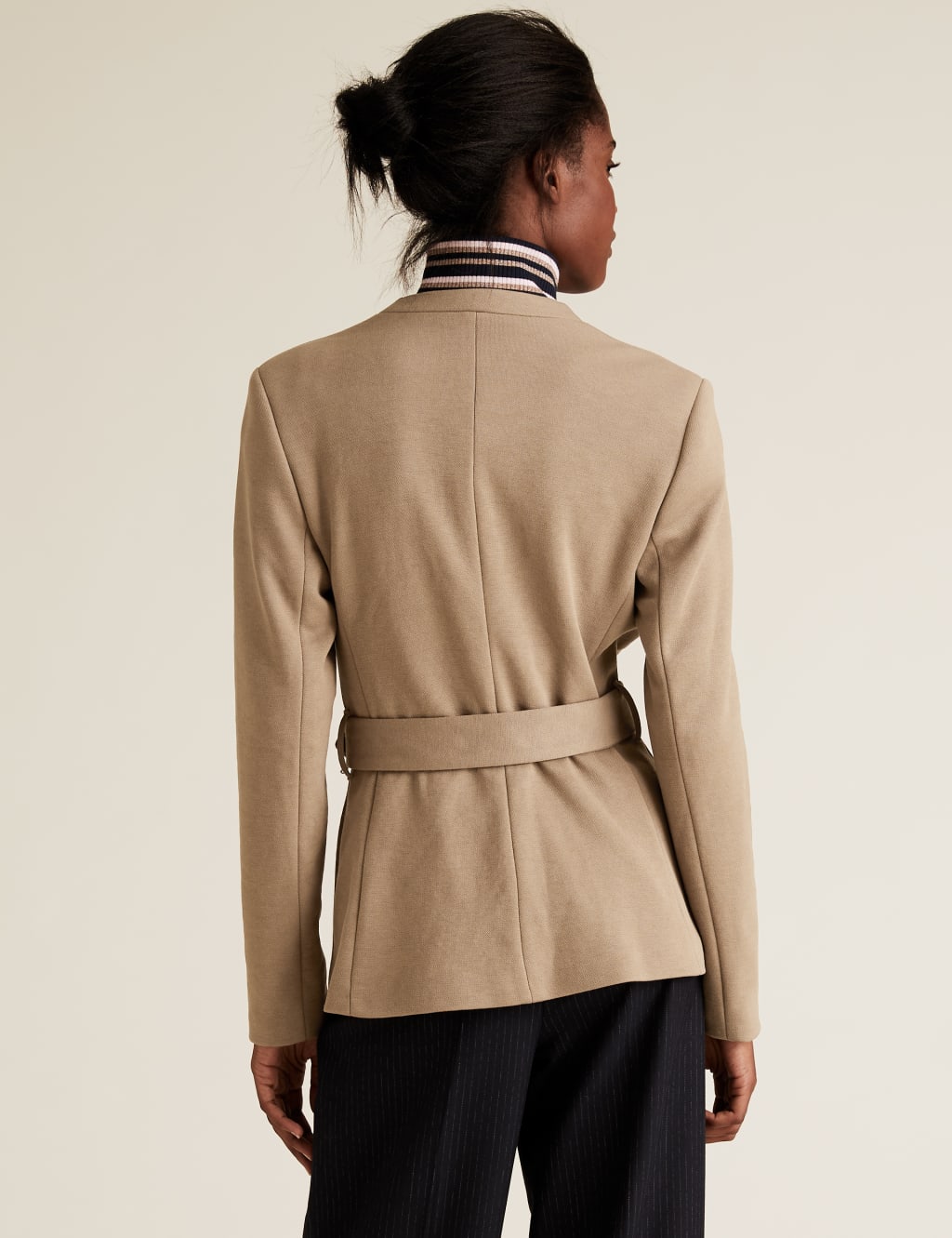 Jersey Slim Textured Belted Blazer 4 of 5