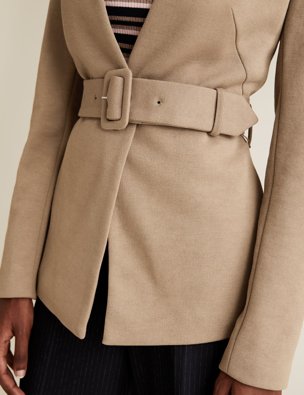 Jersey Slim Textured Belted Blazer 5 of 5