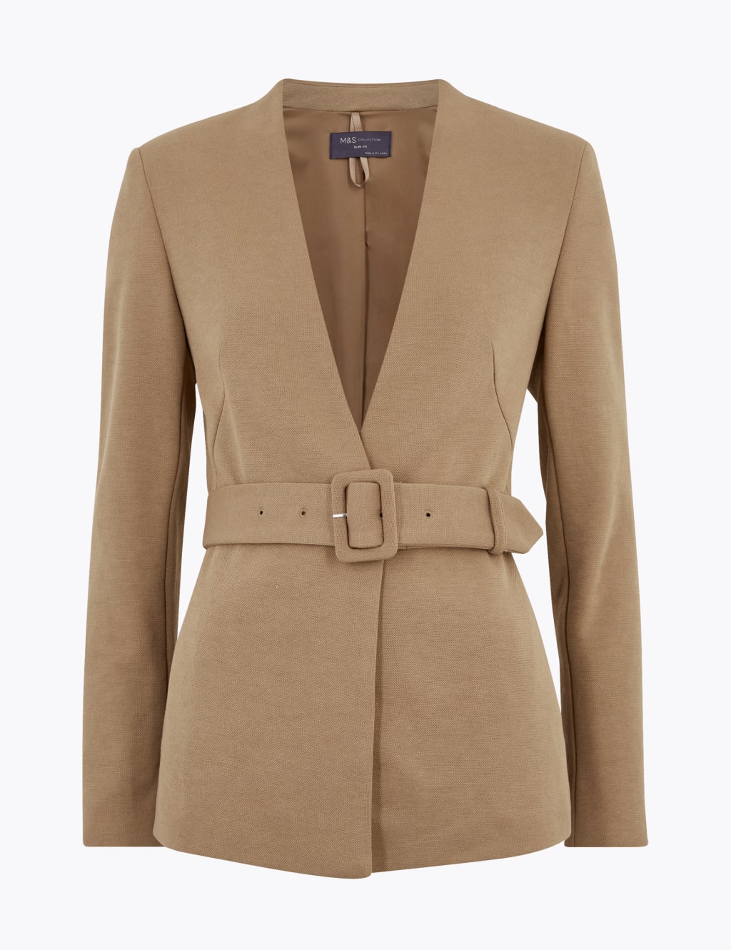 Jersey Slim Textured Belted Blazer 2 of 5