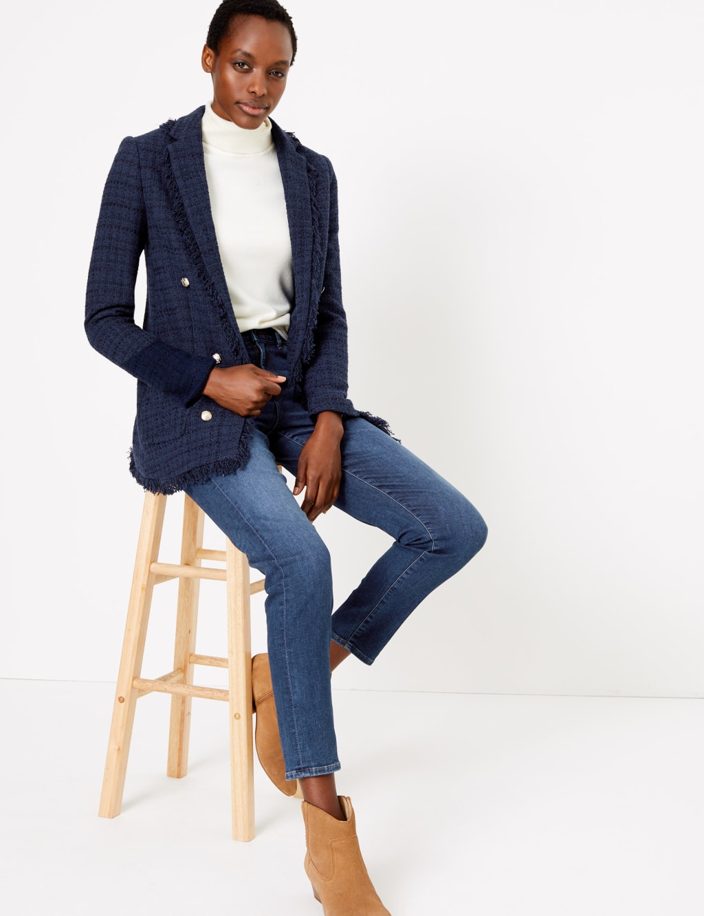 Tweed longline blazer on sale