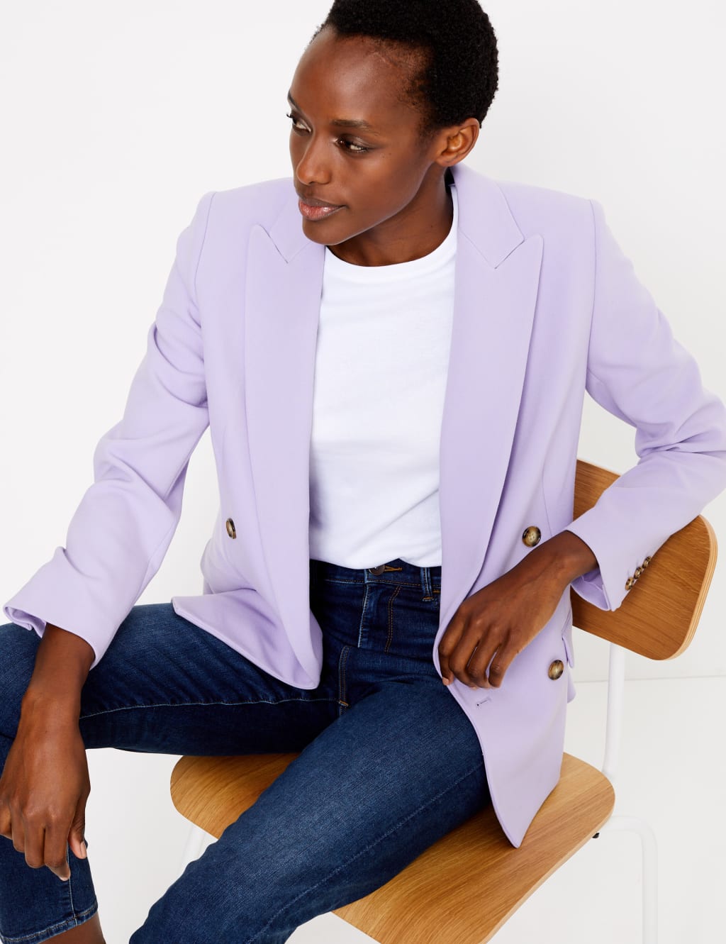 Double breasted longline blazer top