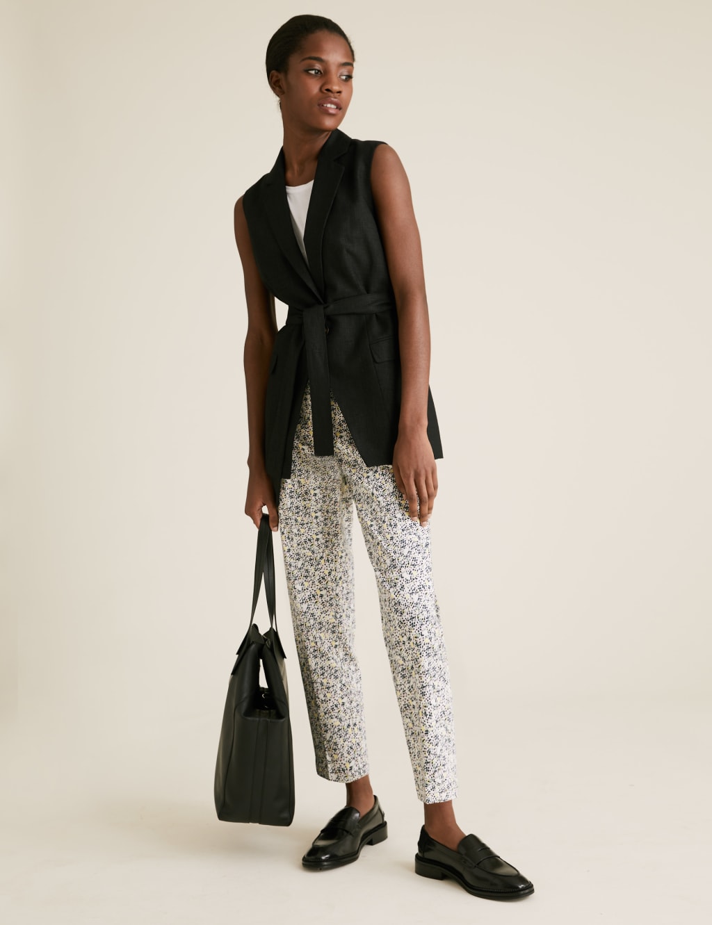 Marks and spencer slim cropped trousers discount