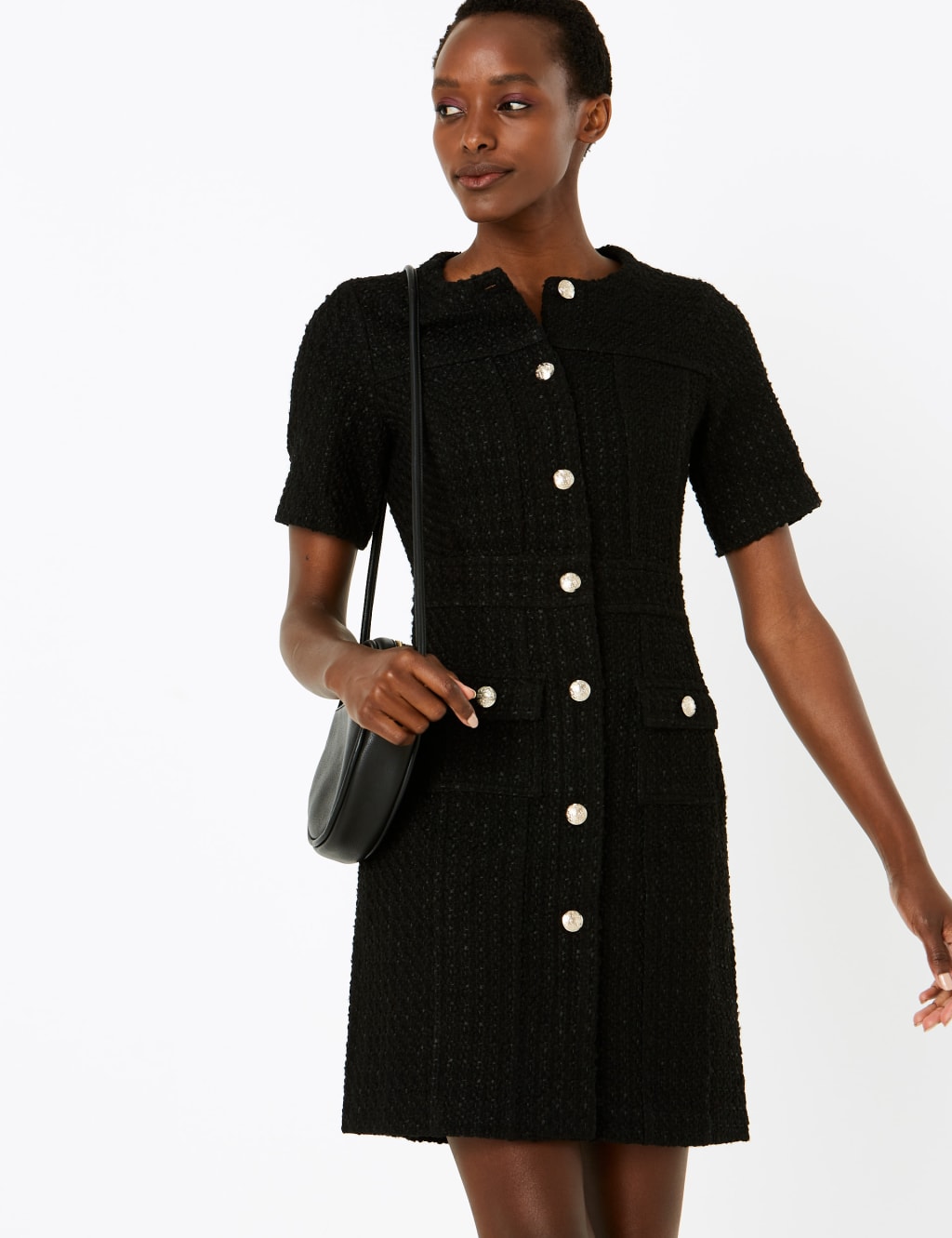 Button front dress black cheap