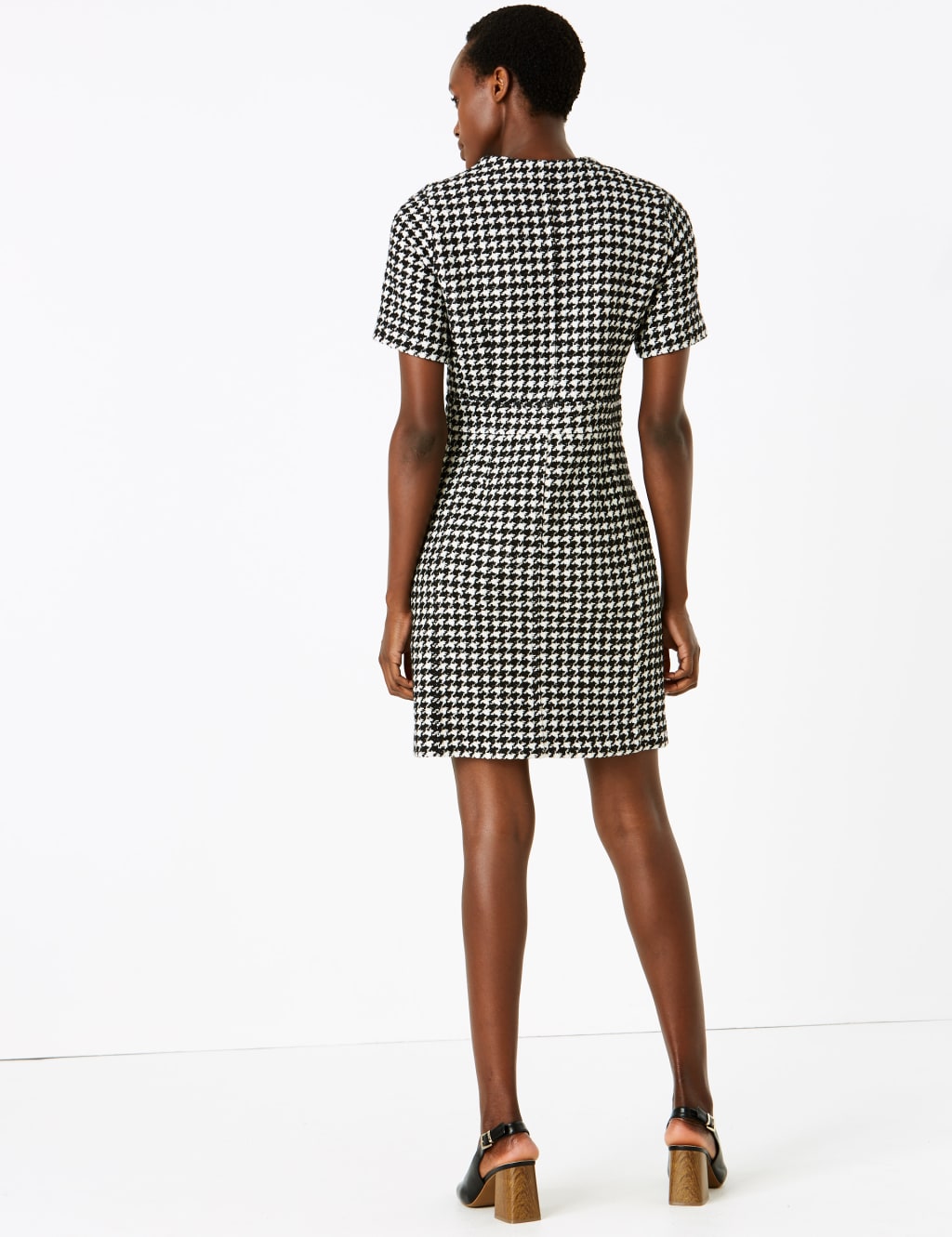 Tweed Button Front Mini Waisted Dress 4 of 4