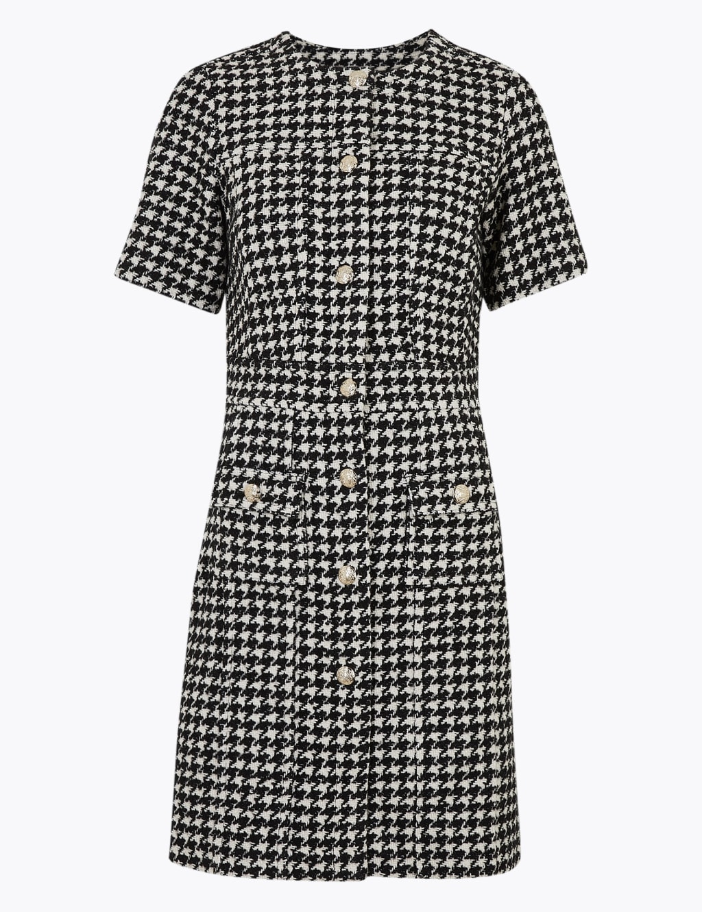 Tweed Button Front Mini Waisted Dress 2 of 4