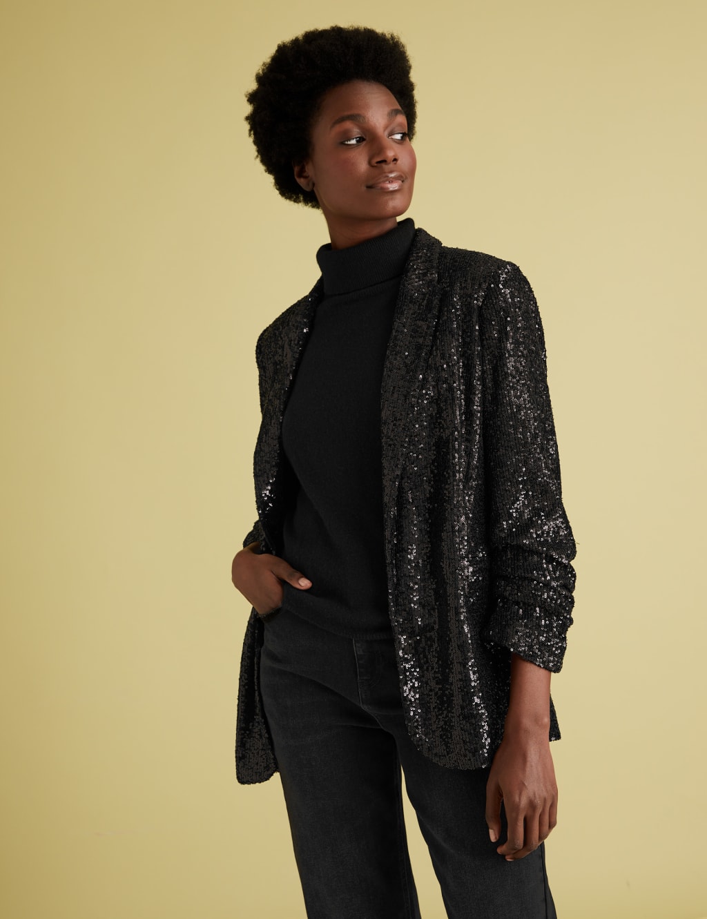 Sequin sleeve blazer sale