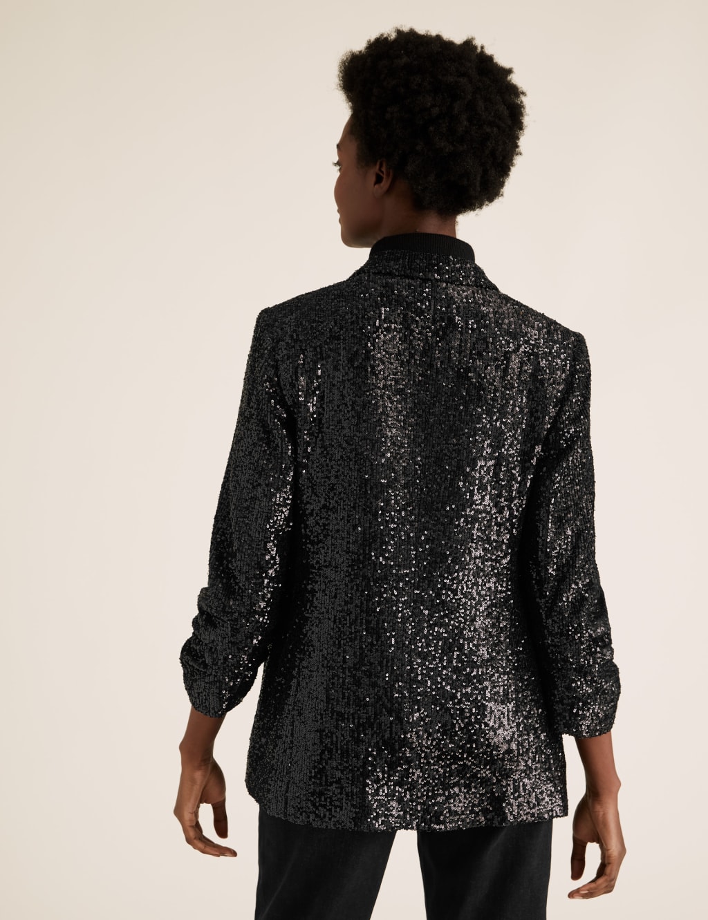 Relaxed Sequin Ruched Sleeve Blazer 5 of 5