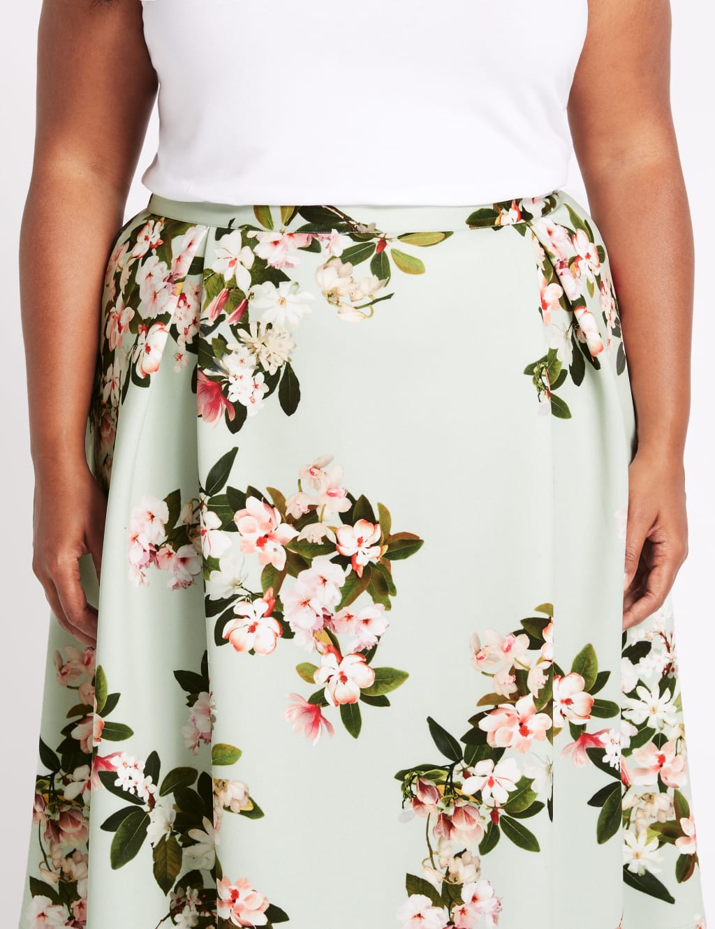 CURVE Floral Print Scuba A-Line Midi Skirt 5 of 5