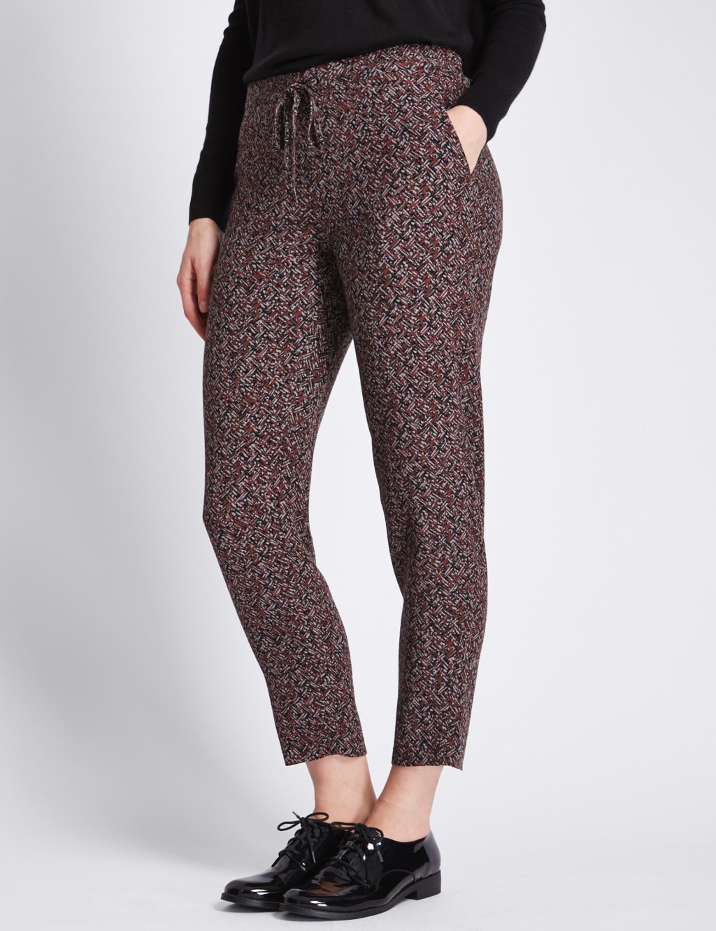 Herringbone Print Tapered Leg Joggers 1 of 4
