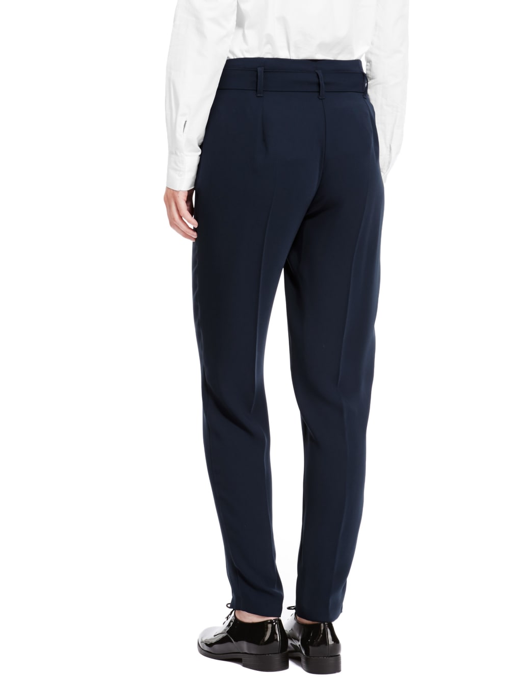 Paper Bag Waist Peg Tapered Leg Belted Trousers M S Collection M S