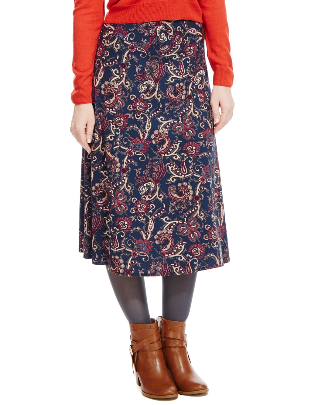 Paisley Print A-Line Skirt 1 of 4