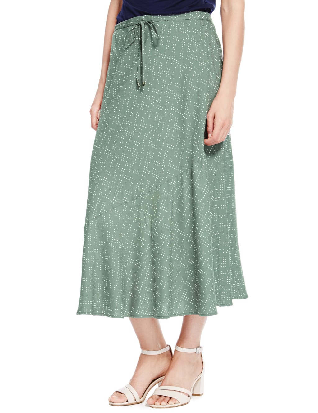 Vintage Inspired Spotted A Line Midi Skirt Classic M S