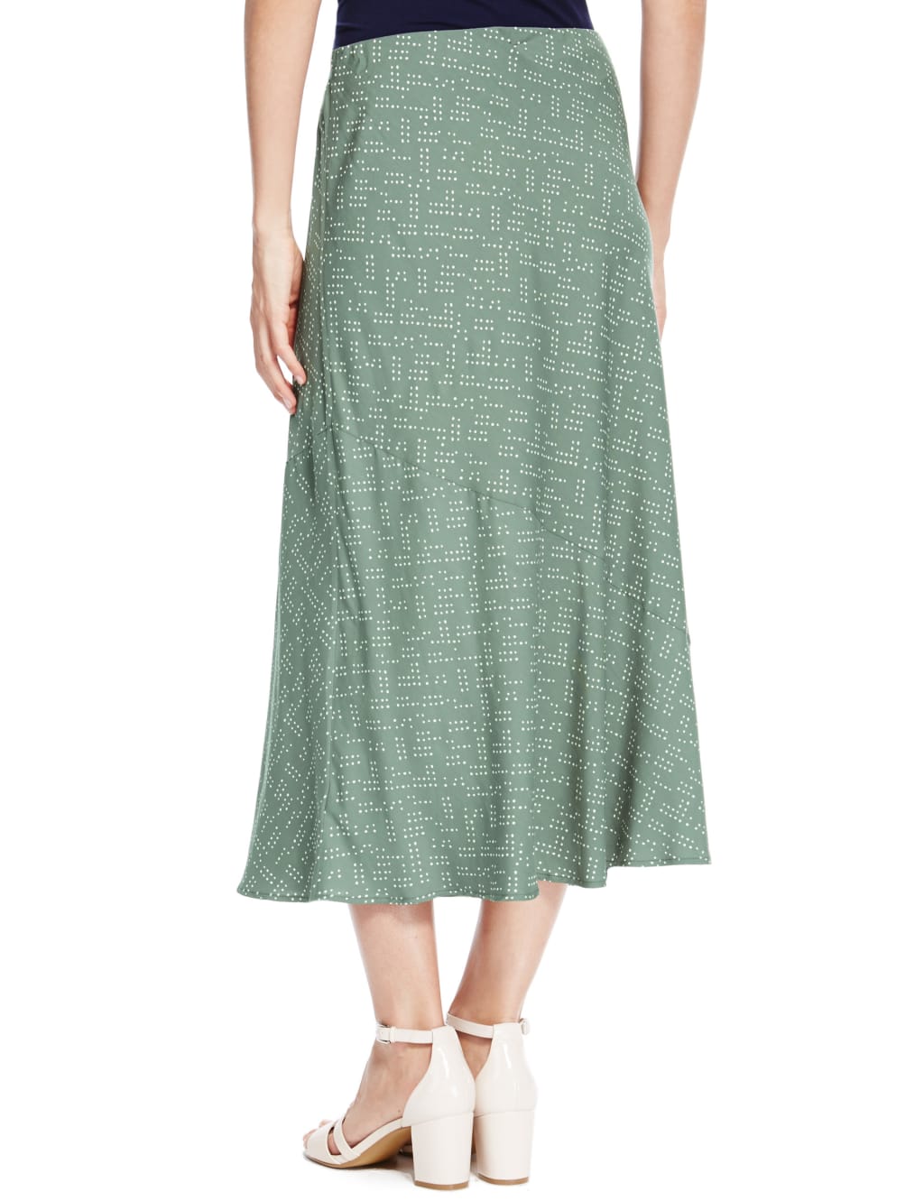 Vintage Inspired Spotted A-Line Midi Skirt 4 of 4