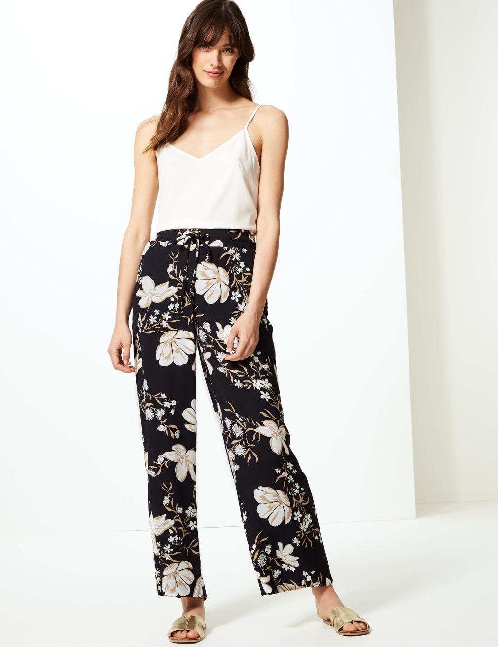 Floral Print Wide Leg Trousers M S Collection M S