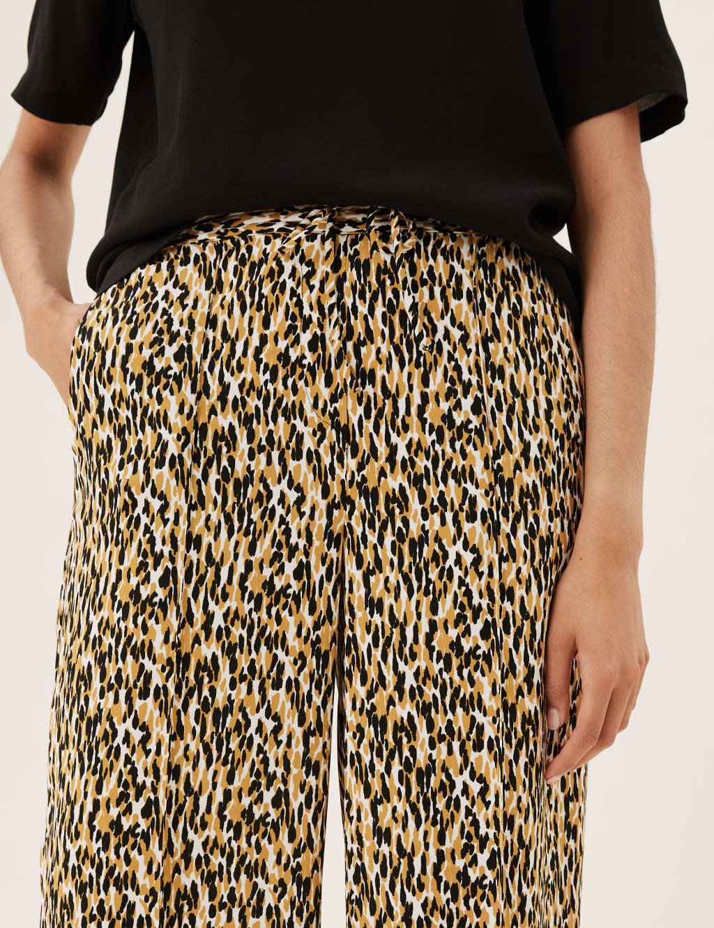 Animal Print Drawstring Wide Leg Trousers 5 of 6
