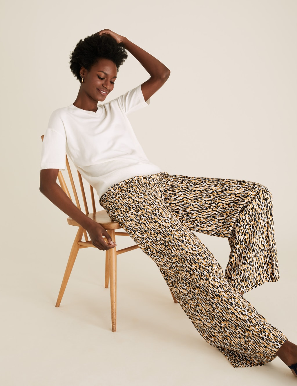 Wide leg animal print trousers new arrivals