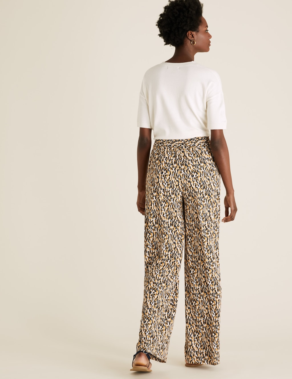 Animal Print Drawstring Wide Leg Trousers 4 of 6
