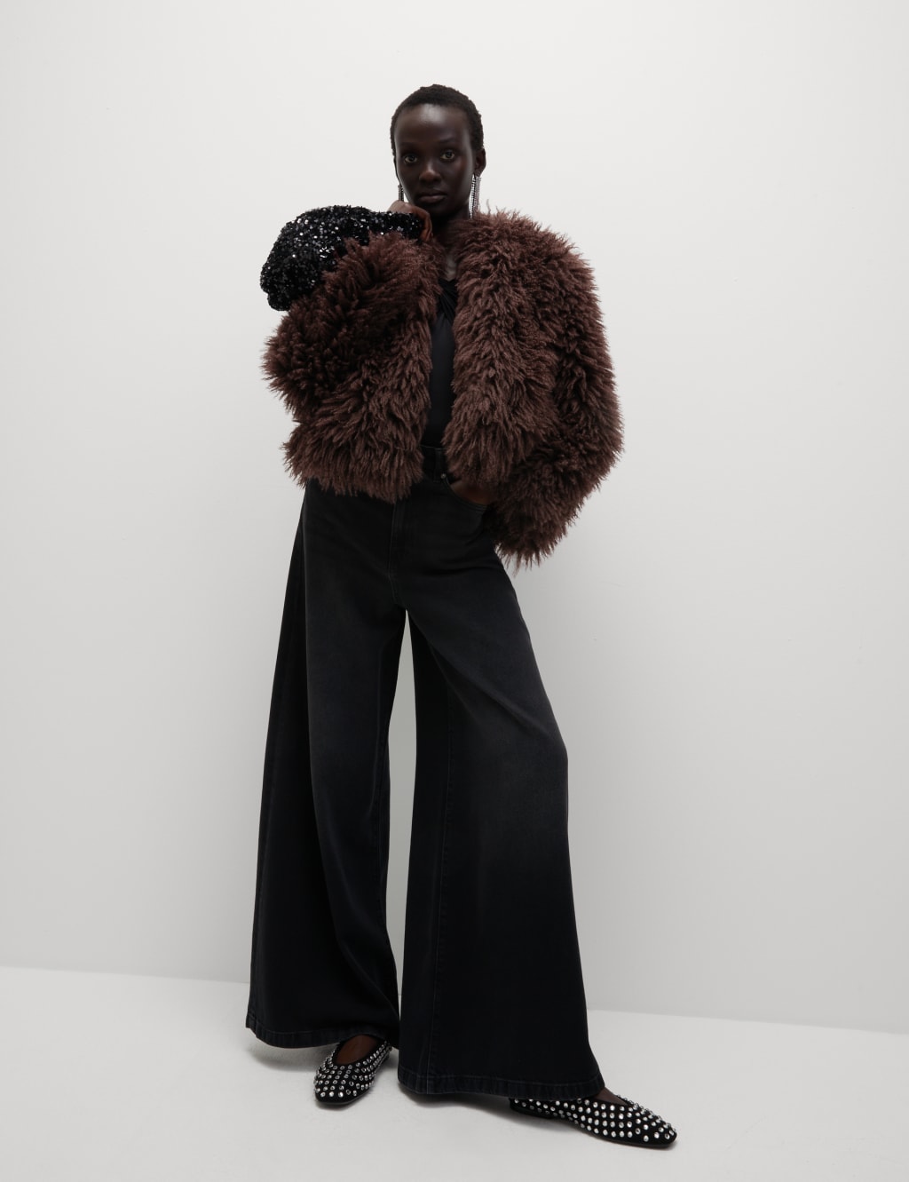 Collarless faux fur coat new arrivals