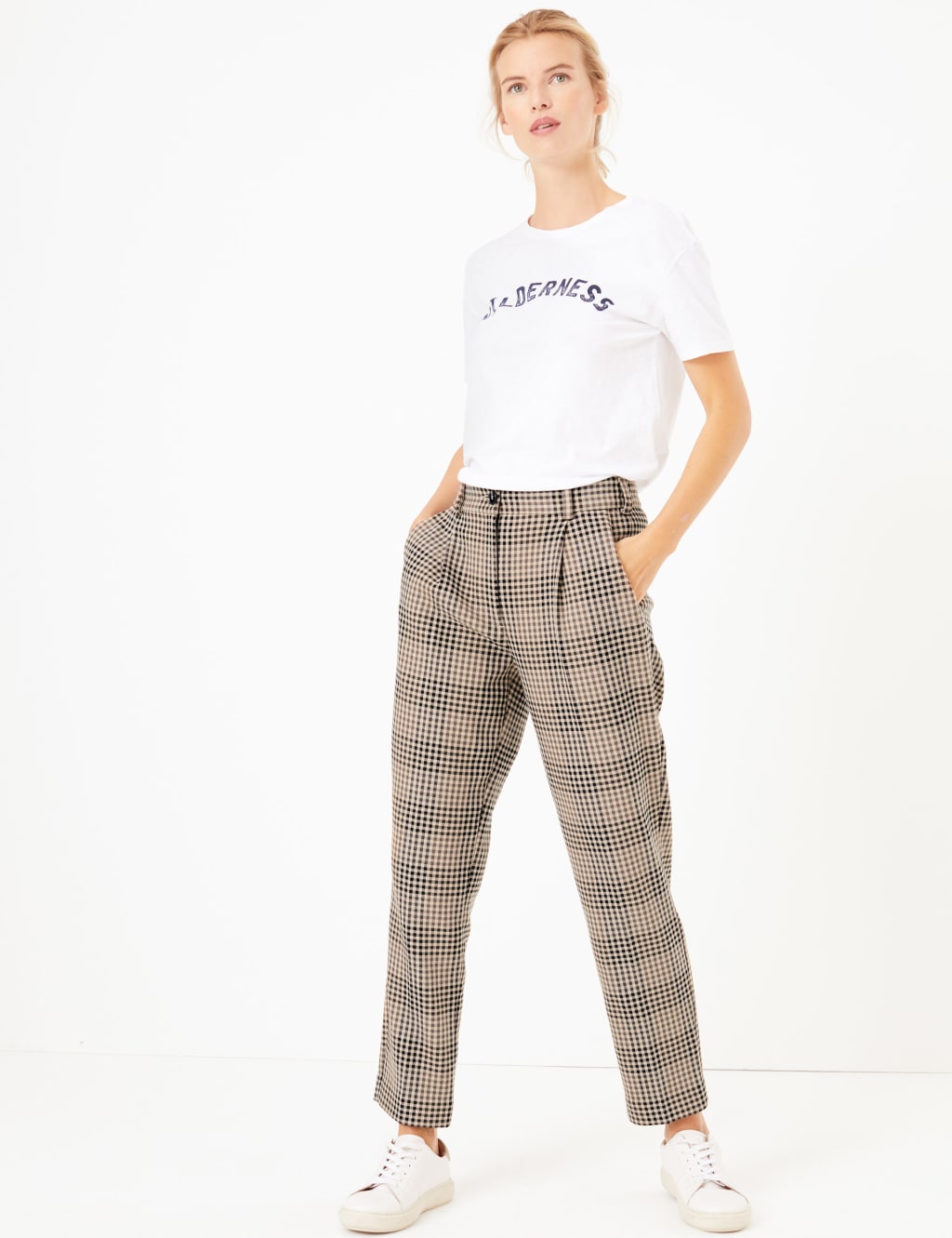 Checked Tapered Ankle Grazer Trousers 1 of 6