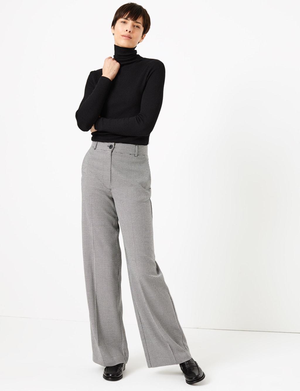 Checked Wide Leg Trousers 1 of 6