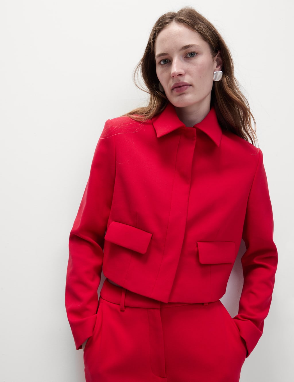 Collared Short Tailored Jacket M S Collection M S