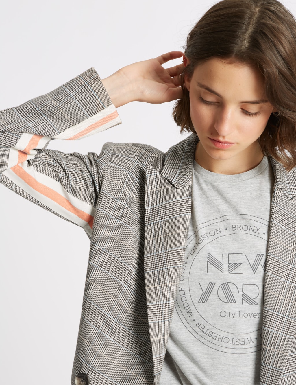 Checked Side Stripe Longline Blazer Limited Edition M S