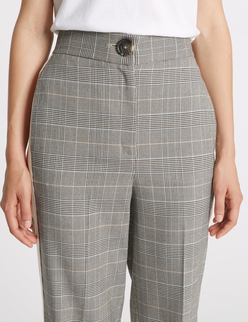 Checked Side Stripe Tapered Leg Trousers Limited Edition M S