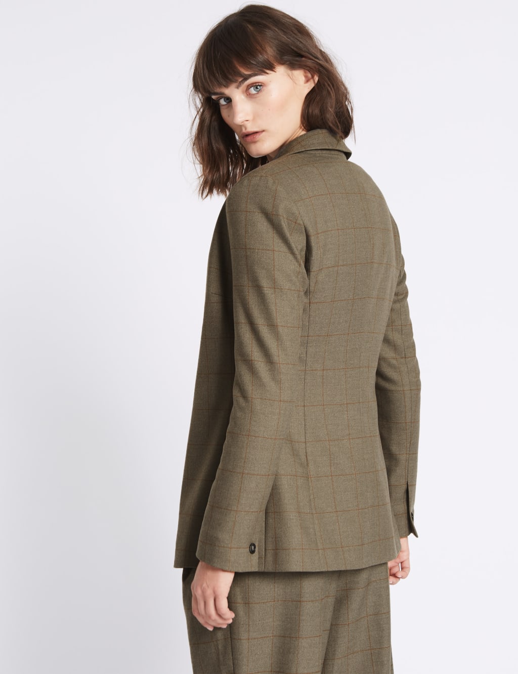 Checked boyfriend blazer sales