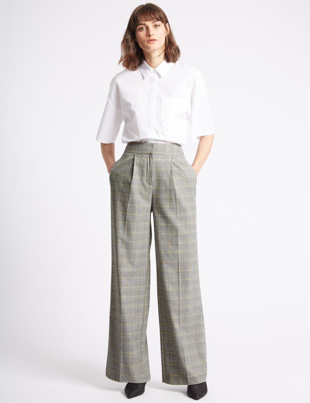 Checked Wide Leg Trousers Limited Edition M S
