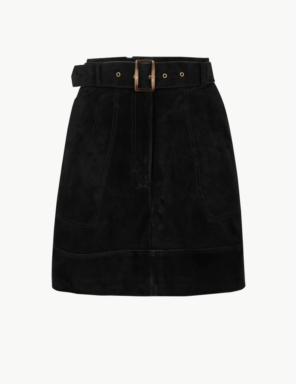 Suede Belted A-Line Mini Skirt 2 of 4