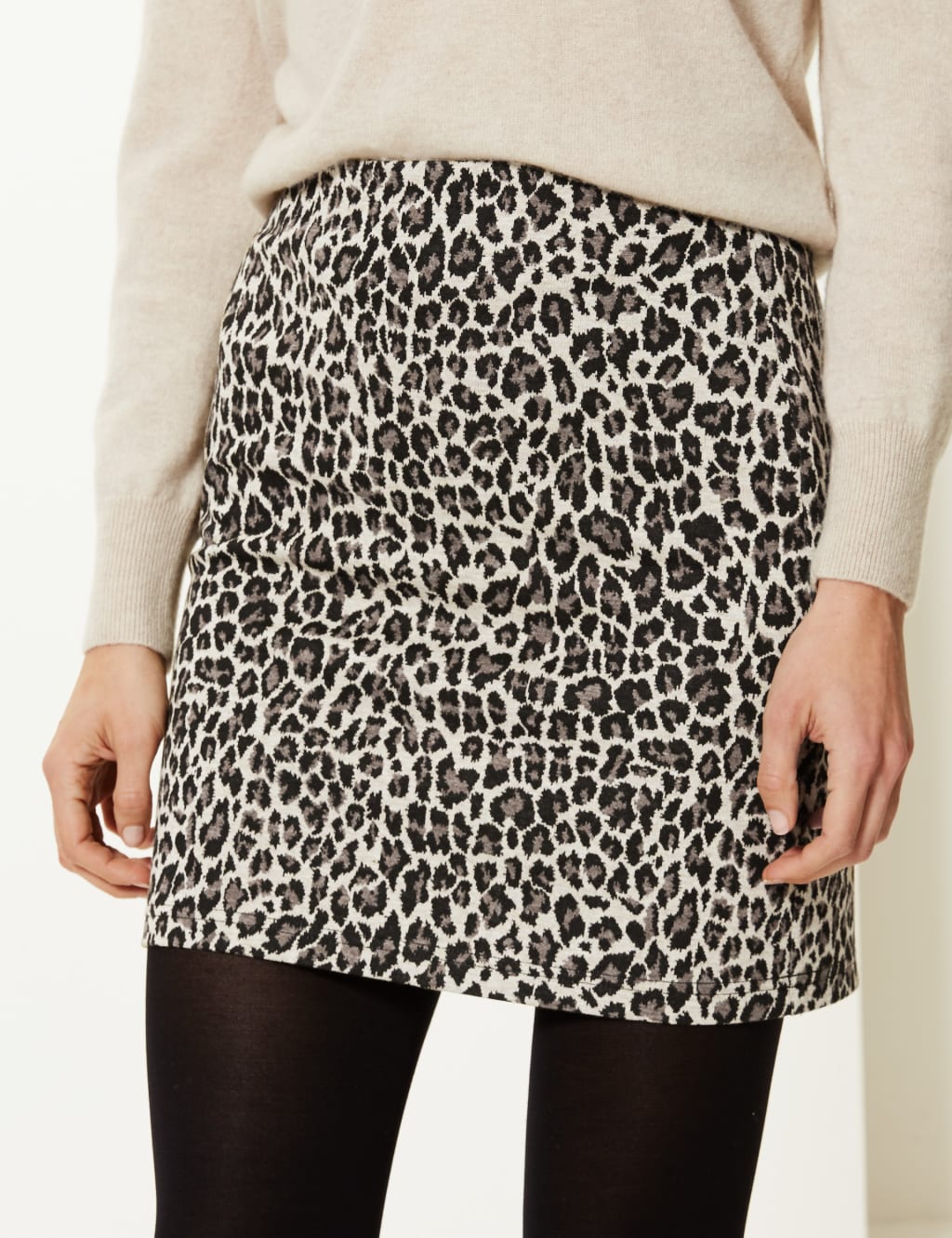 Animal Print Jersey A Line Mini Skirt M S Collection M S