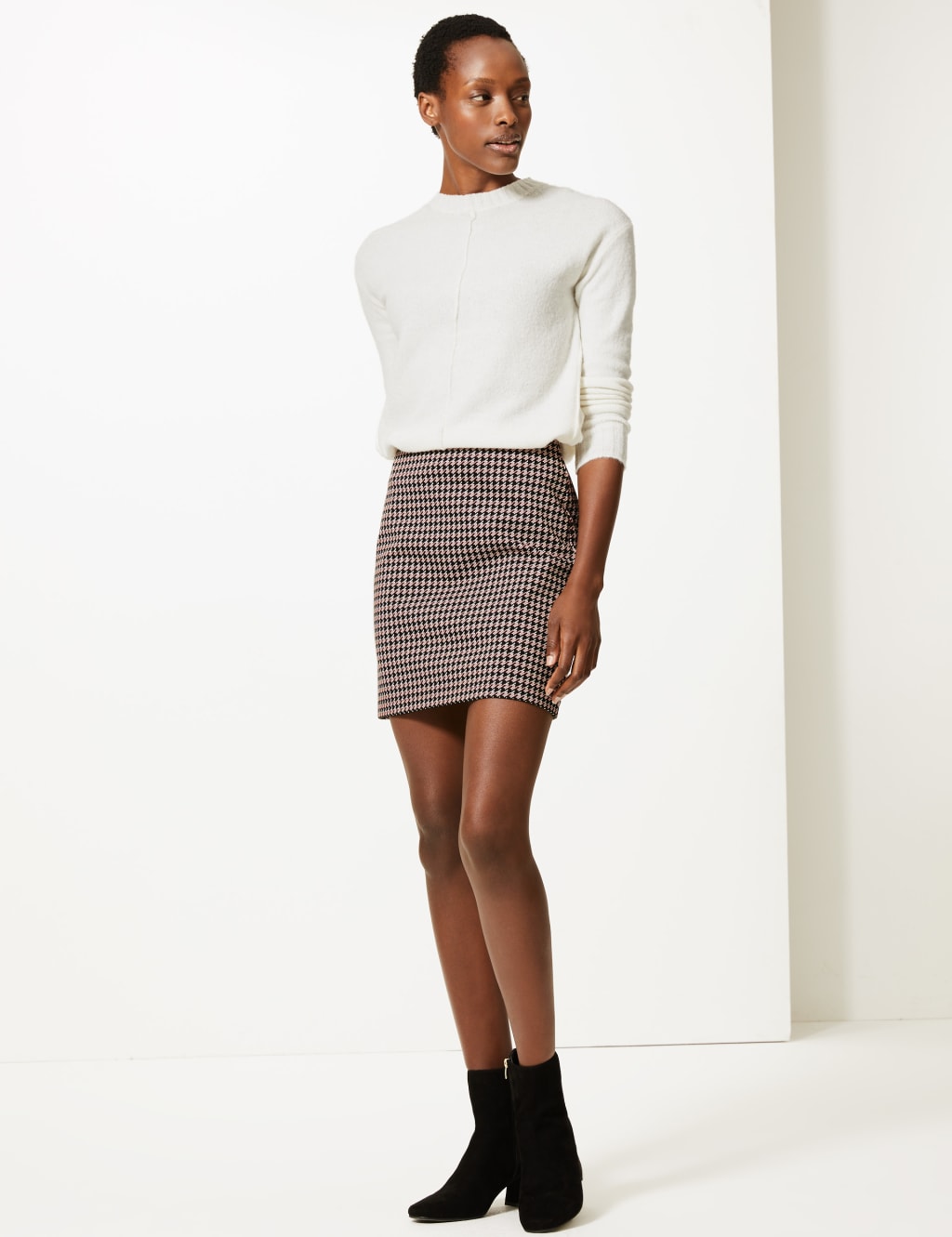 Dogtooth Checked Jersey A Line Skirt M S Collection M S