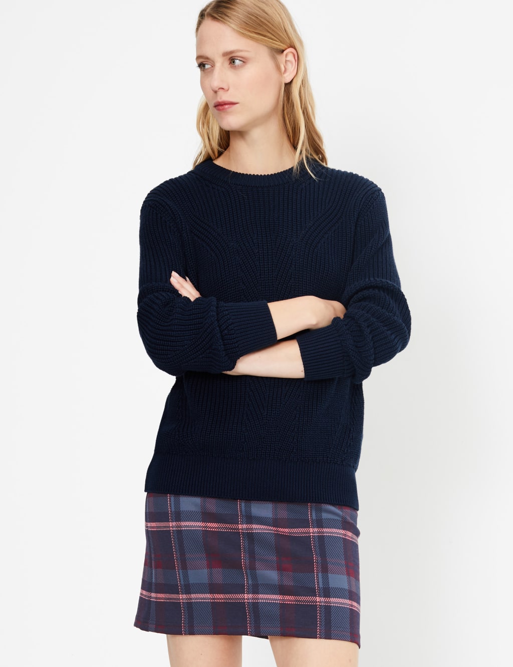 Tartan check basic jersey mini skirt on sale